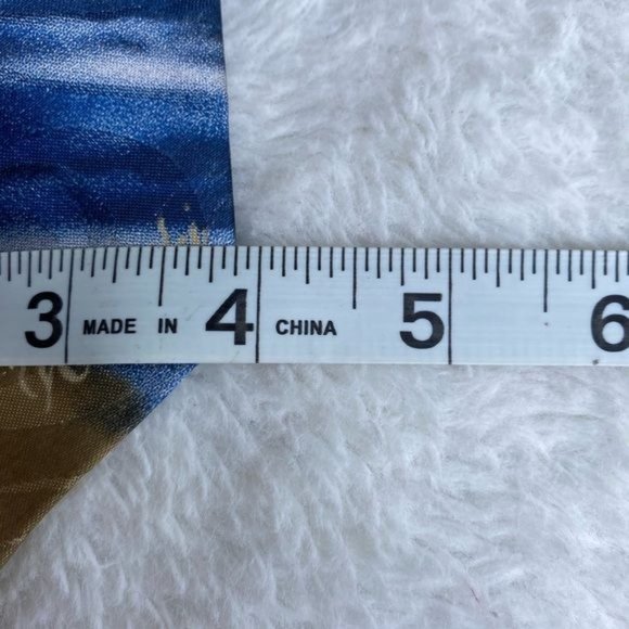 Tropical Hawaiian handmade men’s tie with Waikiki theme blue tan multi colored - Picture 5 of 11